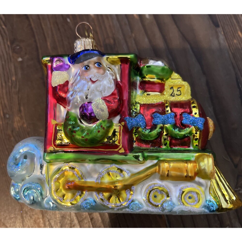 Christopher Radko North Pole Junction Christmas Holiday Ornament Santa Train